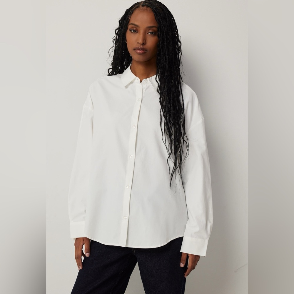 Sz XS-S Ardene women’s Oversized Shirt Ardene Classic White Longsleeve pleated